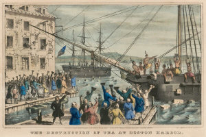 Currier and Ives - The Destruction of Tea at Boston Harbor