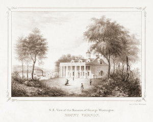 P. Haas - S.E. view of the mansion of George Washington, Mount Vernon, ca. 1840s