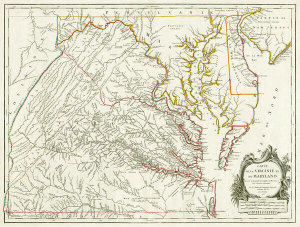 Gilles Robert de Vaugondy - 1755 map of Virginia and Maryland