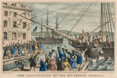 Currier and Ives - The Destruction of Tea at Boston Harbor