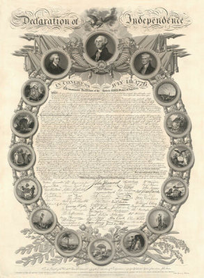 James Barton Longacre - Decorative Print of the Declaration of Independence, 1818