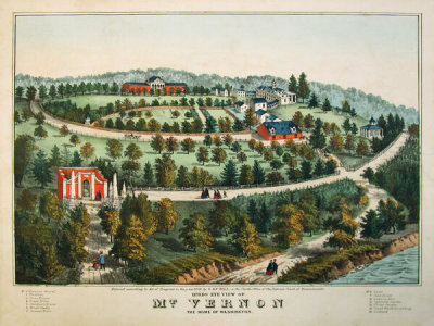 G. & F. Bill (publishers) - Bird's Eye View of Mt. Vernon, The Home of Washington, 1859