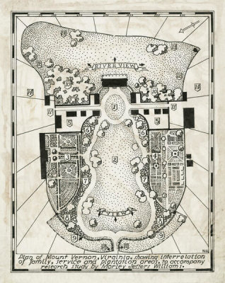 Morley Jeffers Williams - Plan of Mount Vernon, showing interrelation of family, service, and plantation areas